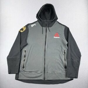 Reebok UFC Full Zip Hoodie Mens 2XL Conor McGregor Gray Black Fighter Walkout